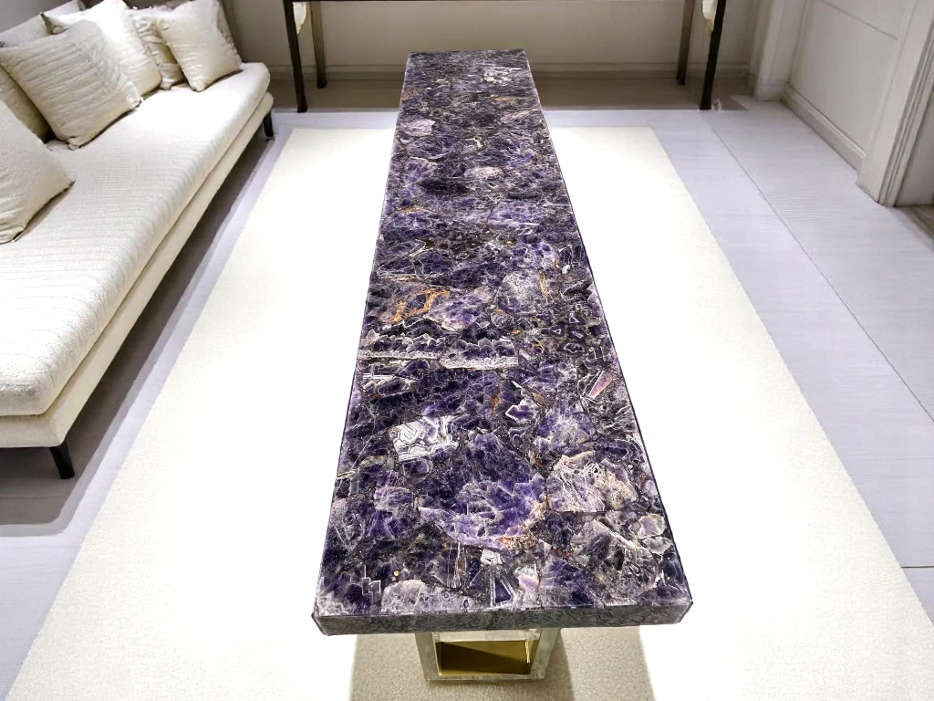 Amethyst Living Room Dining Table Crystal Gemstone Art Decor